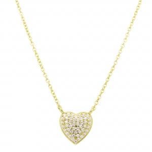 Small pave sterling gold heart