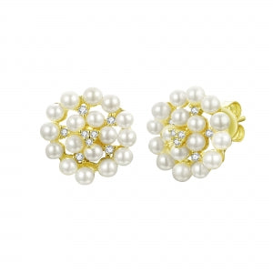 Shell pearl cluster studs