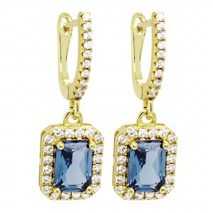 Rectangular blue stone earrings