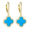 Turquoise cz clover earrings