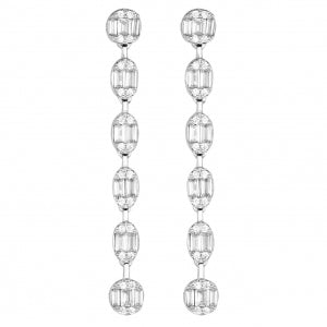 Baguette cz line drop earrings