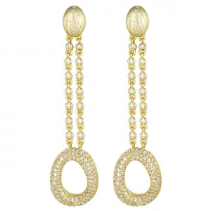 Sterling oval gold drop earrings