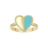 Turquoise and gold heart ring