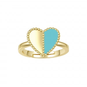 Turquoise and gold heart ring