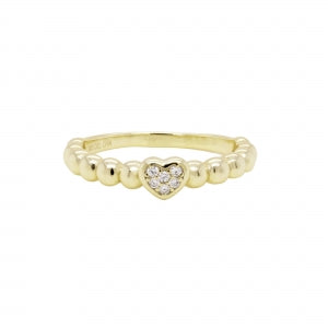 Sterling heart cz beaded ring