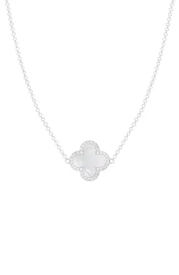 Mother of pearl clover cz pendant