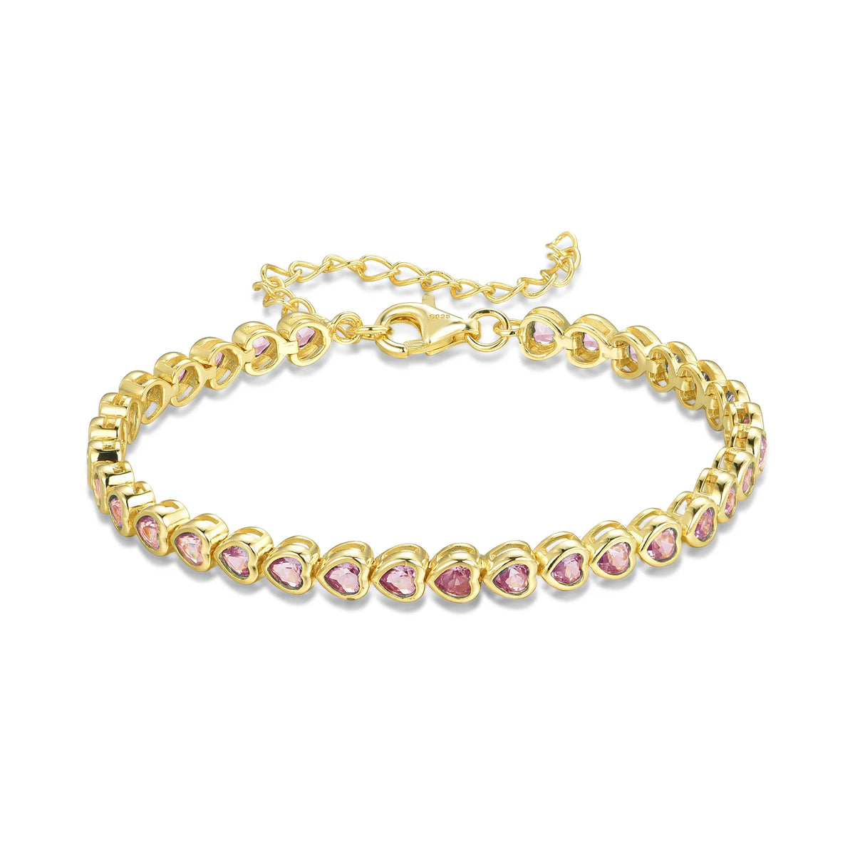 Pink heart gemstone bracelet