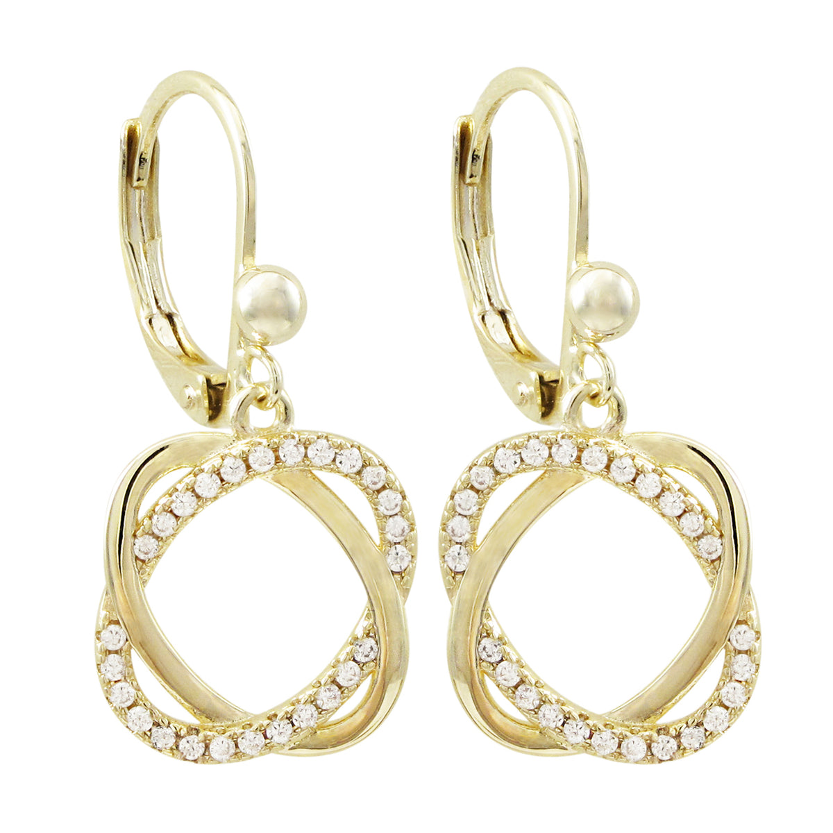 Surgical Steel Overlapping Oval Cz Stone Earrings