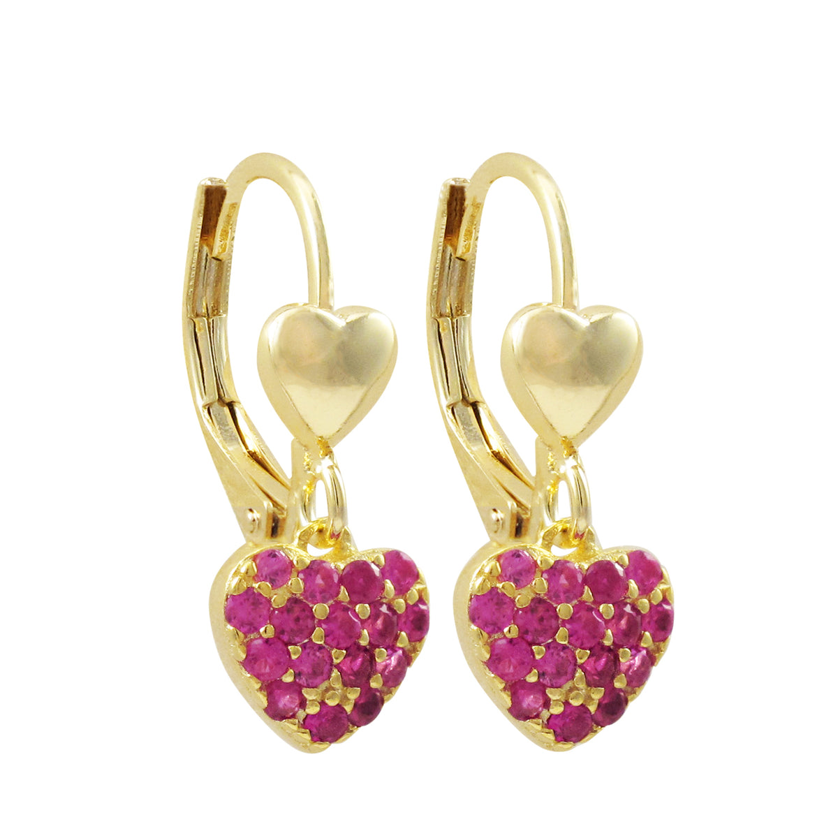 Surgical Steel Pink Gem Stone Heart Earrings