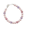 Sterling Silver Pink Swarovski Pearl Adjustable Bracelet With Mixed Pave Balls
