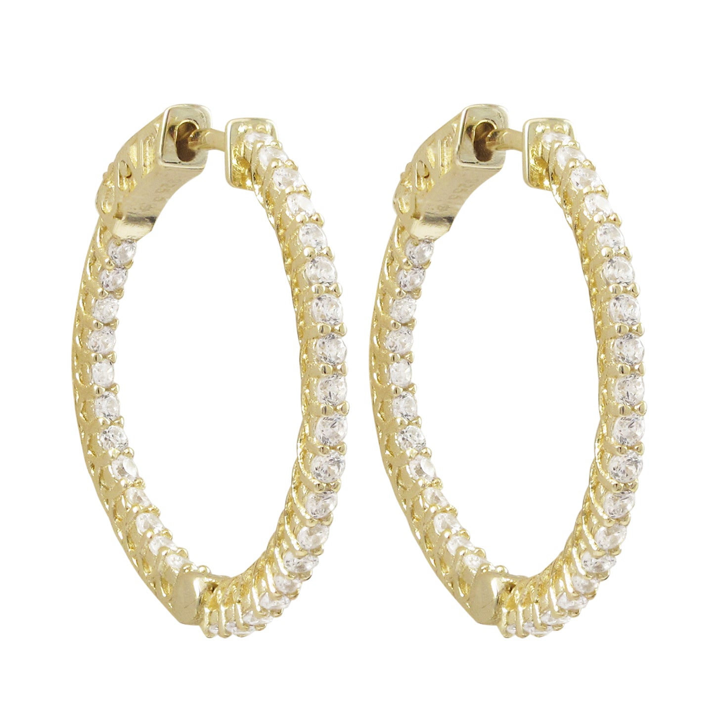 28X28mm Diamond Cz Thin Round Hoop Earrings
