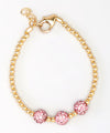Gold Beaded And Pink Pave Adjustable Bracelet