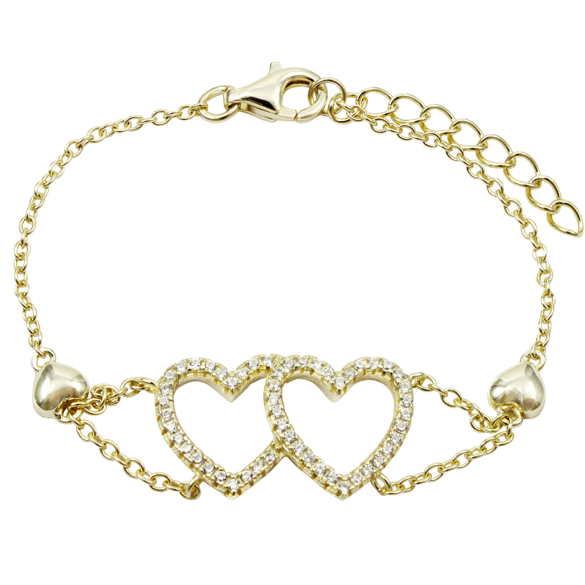 Sterling Interlocking Hearts Bracelet-5”
