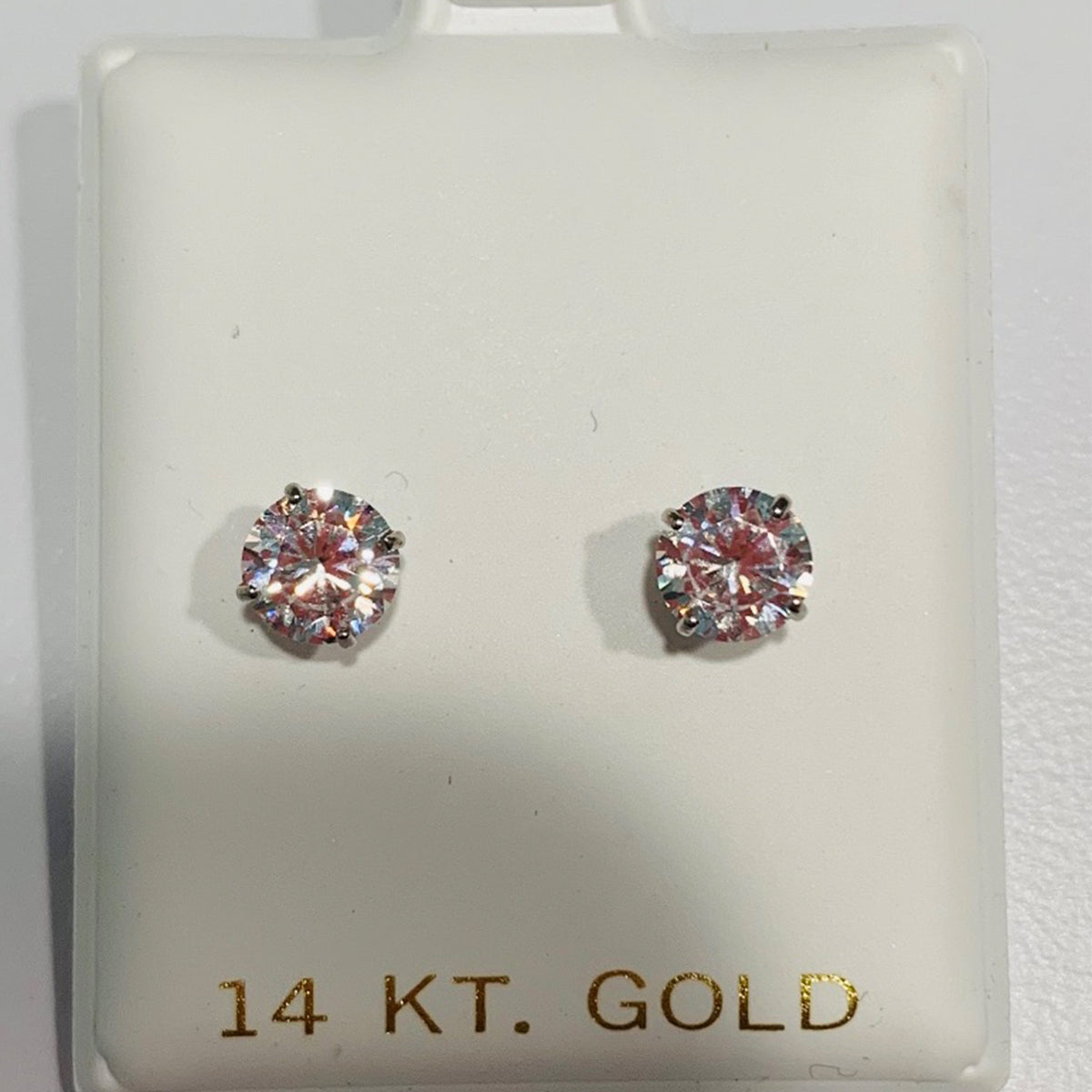 14K Gold Diamond Cz Screwback Earrings