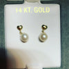 14K Gold Hanging Genuine Pearl Screwback Earrings