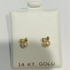 14K Gold Genuine Pearl Bow Screwback Earrings