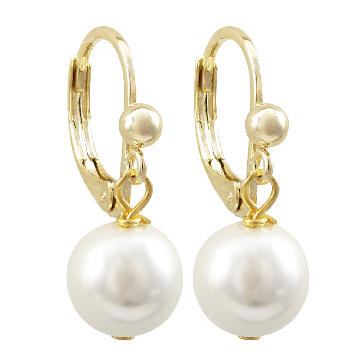 8mm Glass Pearl Hanging Earrings