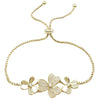 Gold And Cz Flower Pull Bracelet