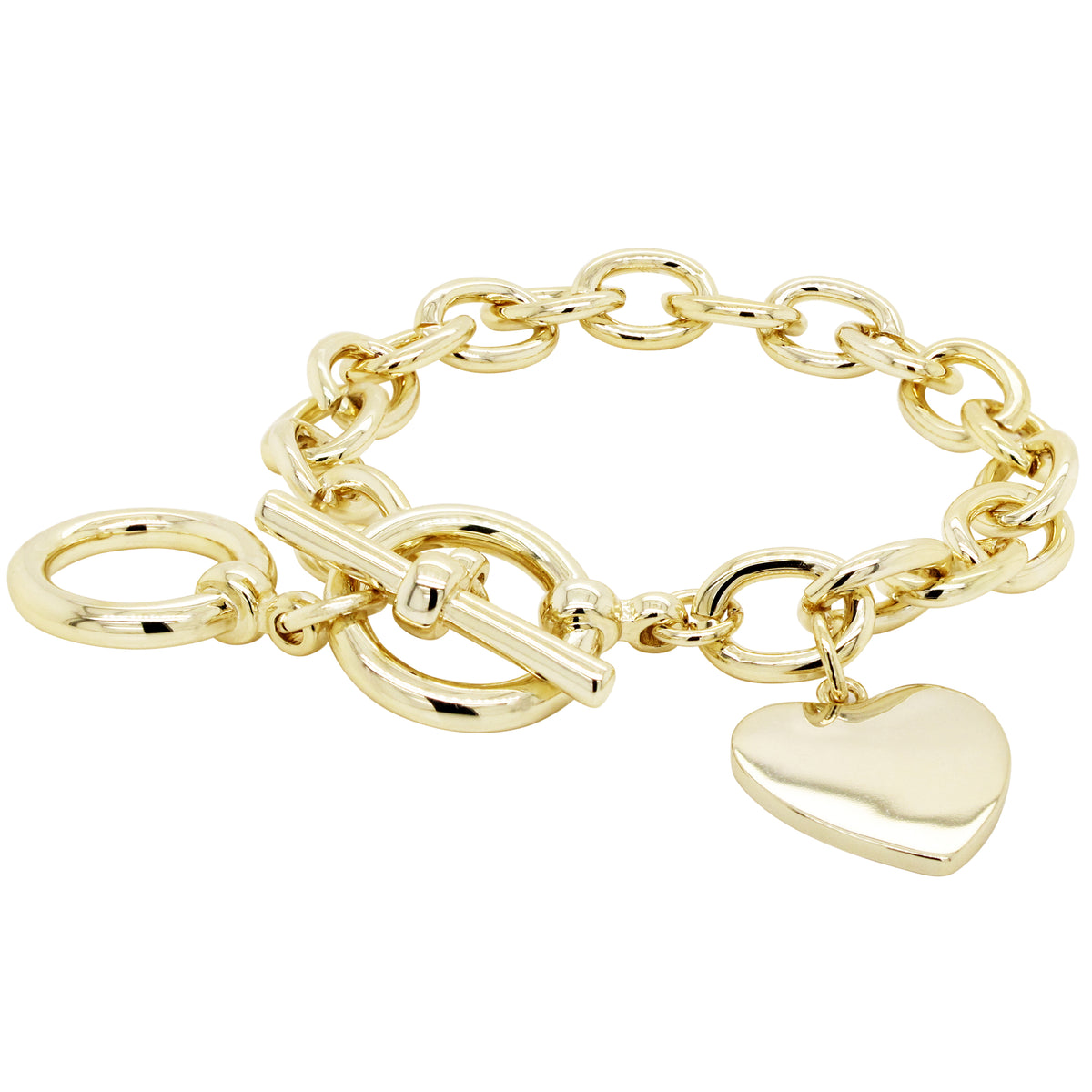 Link heart chain toggle bracelet