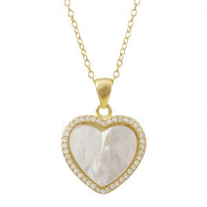 Mother of pearl with cz border pendant