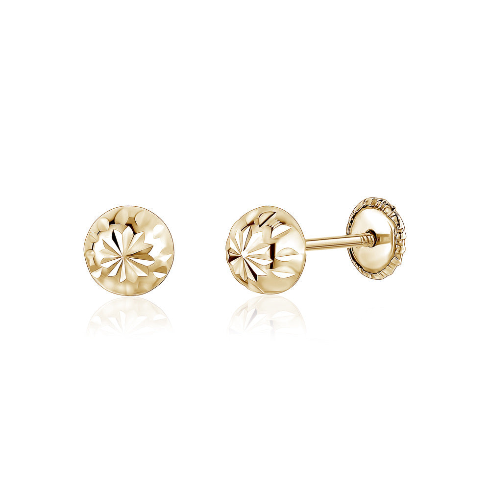 14k Yellow Gold Ball Stud Earrings With Screwbacks 4mm 5mm 