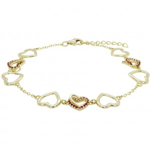Open heart with fuscia cz bracelet