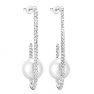 Half oval hoop pearl earrings