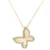 Sterling and 14k matte gold butterfly pendant