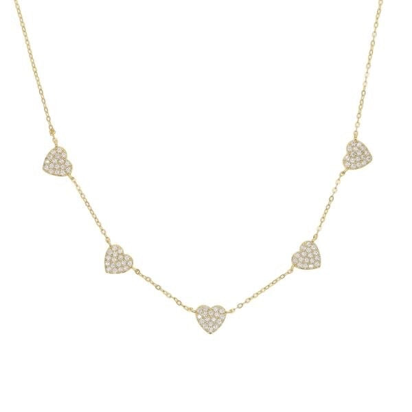 Sterling pave heart choker necklace