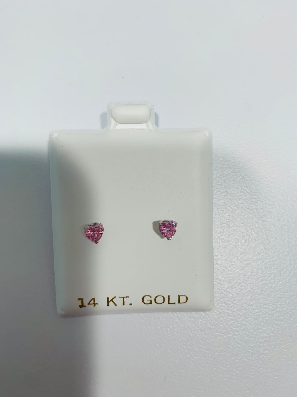 14K Gold Pink Heart Screwback Earrings 4mm