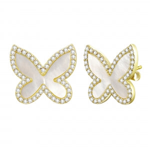Mother of pearl butterfly cz studs