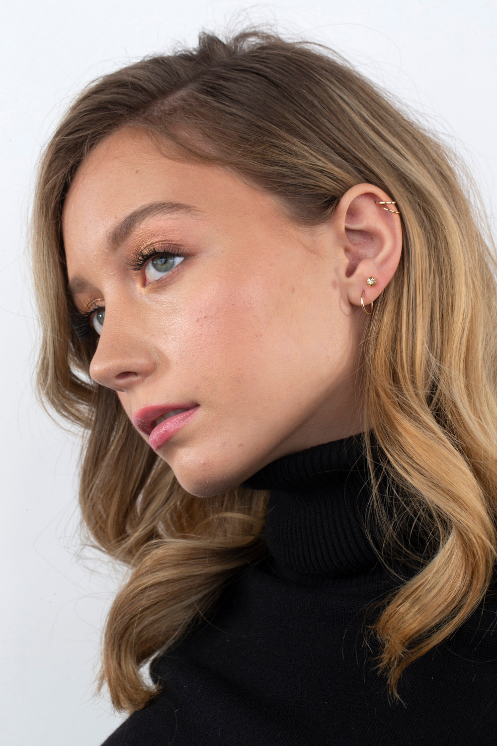 14k gold 4mm half ball fluted screwback earrings