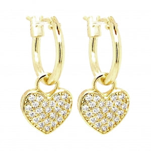 Sterling heart hoop earrings