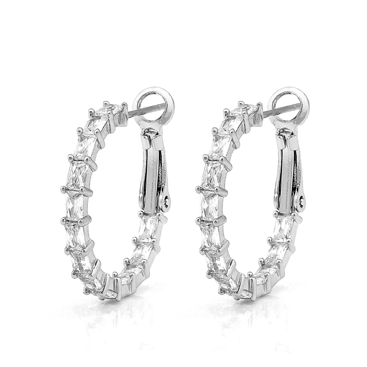 Square shaped cz hoops
