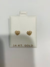 14k gold cz pave heart screwback earrings