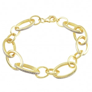 Matte gold cz link bracelet