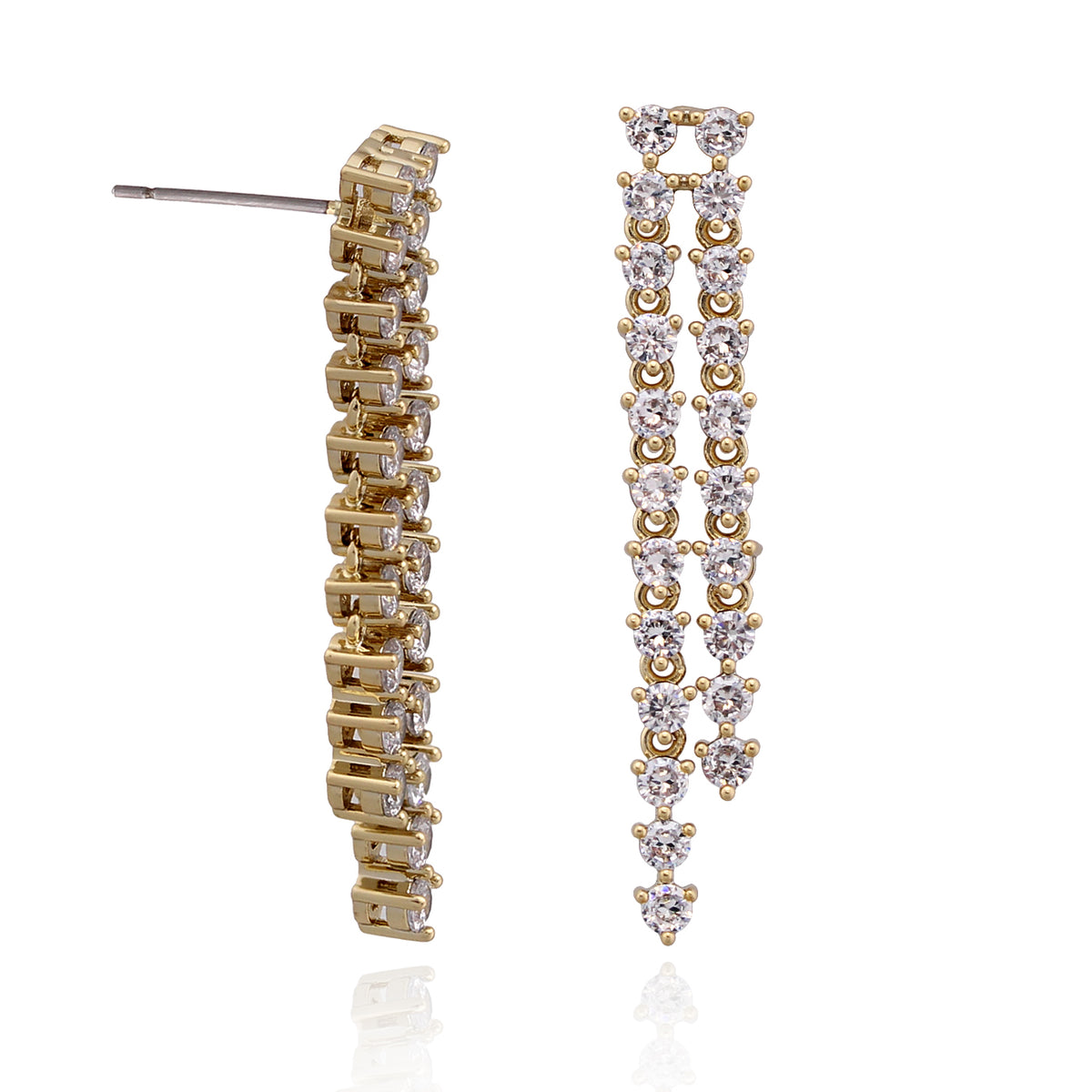 Two strand tennis style dangle earrings