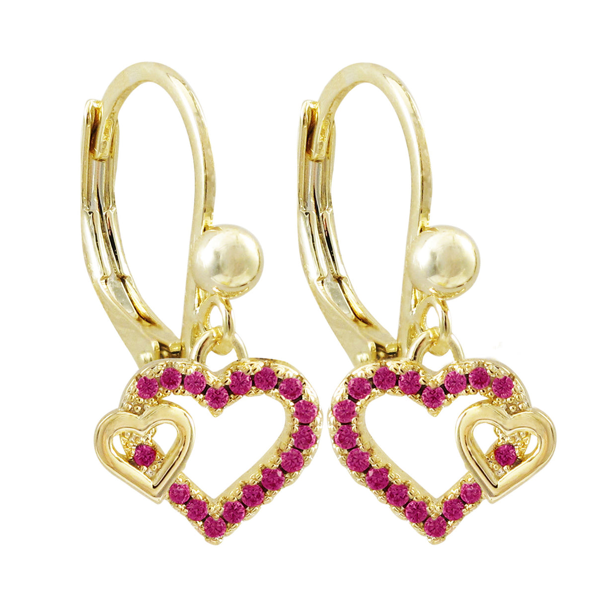 Fuscia double cut out heart earrings