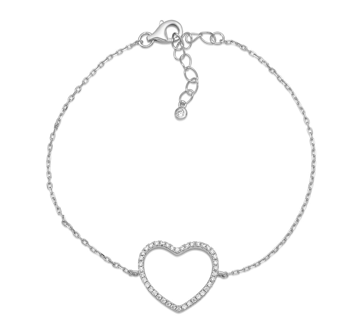 Sterling cz heart bracelet