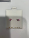 14k gold pink heart 5mm screwback earrings