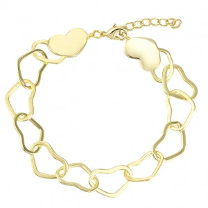Gold plated heart link bracelet