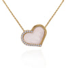 Mother of pearl and gold cz heart pendant